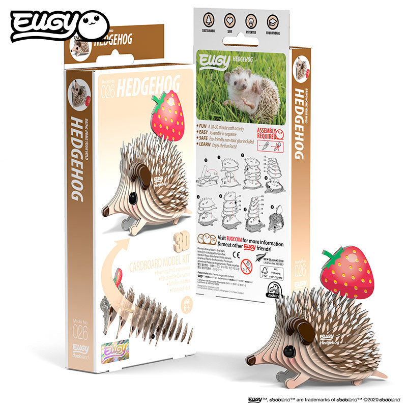 Discover the charm of the Eugy brand 3D animal puzzle, showcasing the adorable Hedgehog. Crafted from sustainable materials, this delightful puzzle offers both entertainment and eco-consciousness. Build your own endearing Hedgehog model while exploring the fascinating world of these spiky creatures.